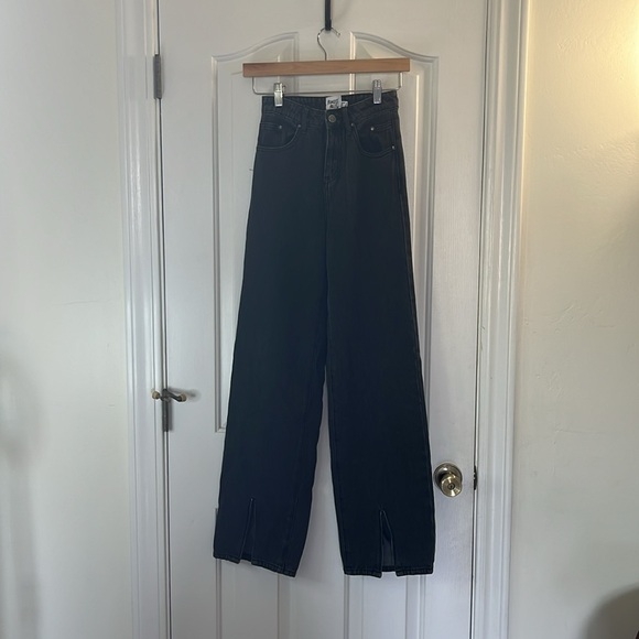 Princess Polly | High Rise Split Hem Wide Leg Rosalie Jeans Size 0 Y2K 90s - Picture 3 of 9
